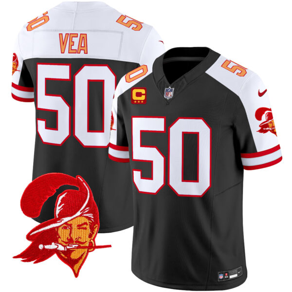 Men’s Tampa Bay Buccaneers Throwback Vapor Limited Jersey V2 – All Stitched – Black Alternate – Vita Vea