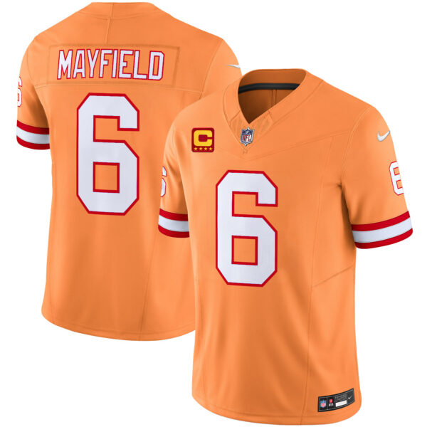 Men’s Tampa Bay Buccaneers Throwback Vapor Limited Jersey V2 – All Stitched – Creamsicle – Baker Mayfield