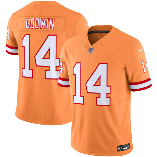 Men’s Tampa Bay Buccaneers Throwback Vapor Limited Jersey V2 – All Stitched – Creamsicle – Chris Godwin