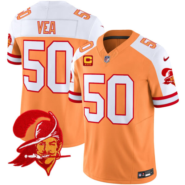 Men’s Tampa Bay Buccaneers Throwback Vapor Limited Jersey V2 – All Stitched – Creamsicle Alternate – Vita Vea