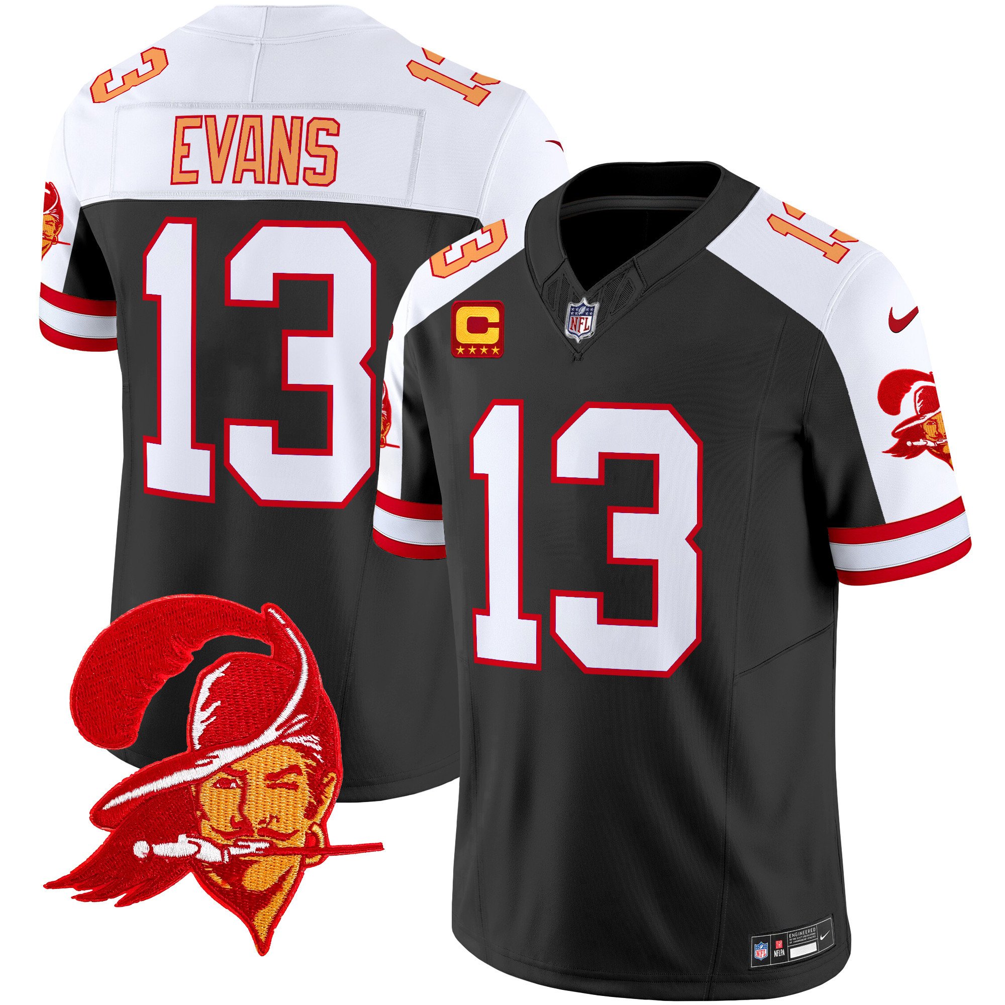 Men’s Tampa Bay Buccaneers Throwback Vapor Limited Jersey V2 – All Stitched – Black Alternate – Mike Evans