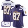 Men’s Vikings Bud Grant Patch Classic Limited Jersey V6 – All Stitched – Purple Alternate – T.J. Hockenson