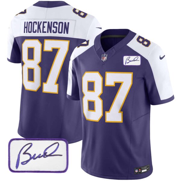 Men’s Vikings Bud Grant Patch Classic Limited Jersey – All Stitched – Alternate – T.J. Hockenson