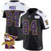 Men’s Vikings Bud Grant Patch Classic Limited Jersey V5 – All Stitched – Black Alternate – Randy Moss