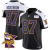 Men’s Vikings Bud Grant Patch Classic Limited Jersey V5 – All Stitched – Black Alternate – T.J. Hockenson