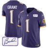Men’s Vikings Bud Grant Patch Classic Limited Jersey V4 – All Stitched – Purple – Bud Grant