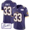 Men’s Vikings Bud Grant Patch Classic Limited Jersey V6 – All Stitched – Purple – Aaron Jones
