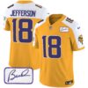Men’s Vikings Bud Grant Patch Classic Limited Jersey V4 – All Stitched – Gold Alternate – Justin Jefferson