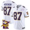 Men’s Vikings Bud Grant Patch Classic Limited Jersey V5 – All Stitched – White – T.J. Hockenson