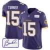 Men’s Vikings Bud Grant Patch Classic Limited Jersey V6 – All Stitched – Purple – Dallas Turner