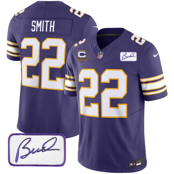 Men’s Vikings Bud Grant Patch Classic Limited Jersey – All Stitched – Purple – Harrison Smith