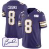 Men’s Vikings Bud Grant Patch Classic Limited Jersey – All Stitched – Purple – Kirk Cousins