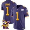 Men’s Vikings Bud Grant Patch Classic Limited Jersey V5 – All Stitched – Color Rush – Bud Grant
