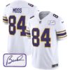 Men’s Vikings Bud Grant Patch Classic Limited Jersey – All Stitched – White – Randy Moss