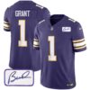 Men’s Vikings Bud Grant Patch Classic Limited Jersey – All Stitched – Purple – Bud Grant