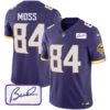 Men’s Vikings Bud Grant Patch Classic Limited Jersey V4 – All Stitched – Purple – Randy Moss
