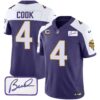 Men’s Vikings Bud Grant Patch Classic Limited Jersey V4 – All Stitched – Purple Alternate – Dalvin Cook