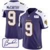 Men’s Vikings Bud Grant Patch Classic Limited Jersey V6 – All Stitched – Purple Alternate – J.J. McCarthy