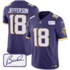 Men’s Vikings Bud Grant Patch Classic Limited Jersey V4 – All Stitched – Purple – Justin Jefferson