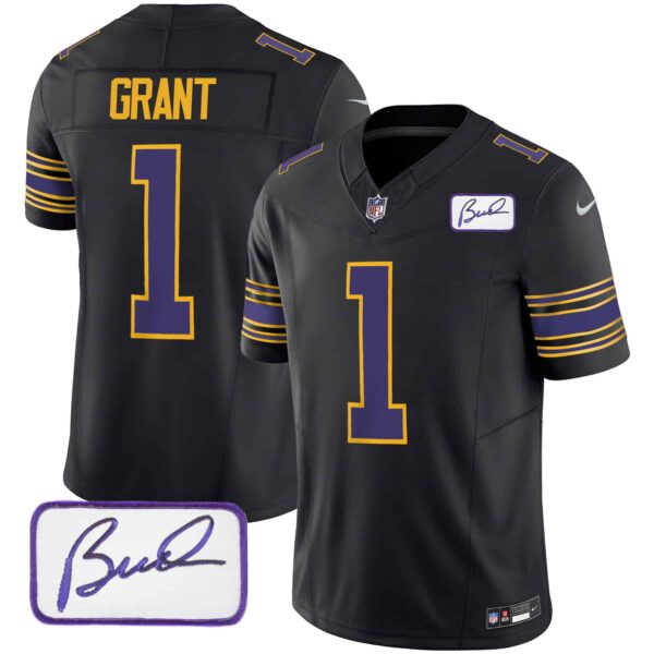 Men’s Vikings Bud Grant Patch Classic Limited Jersey – All Stitched – Black – Bud Grant