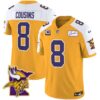 Men’s Vikings Bud Grant Patch Classic Limited Jersey V5 – All Stitched – Gold Alternate – Kirk Cousins