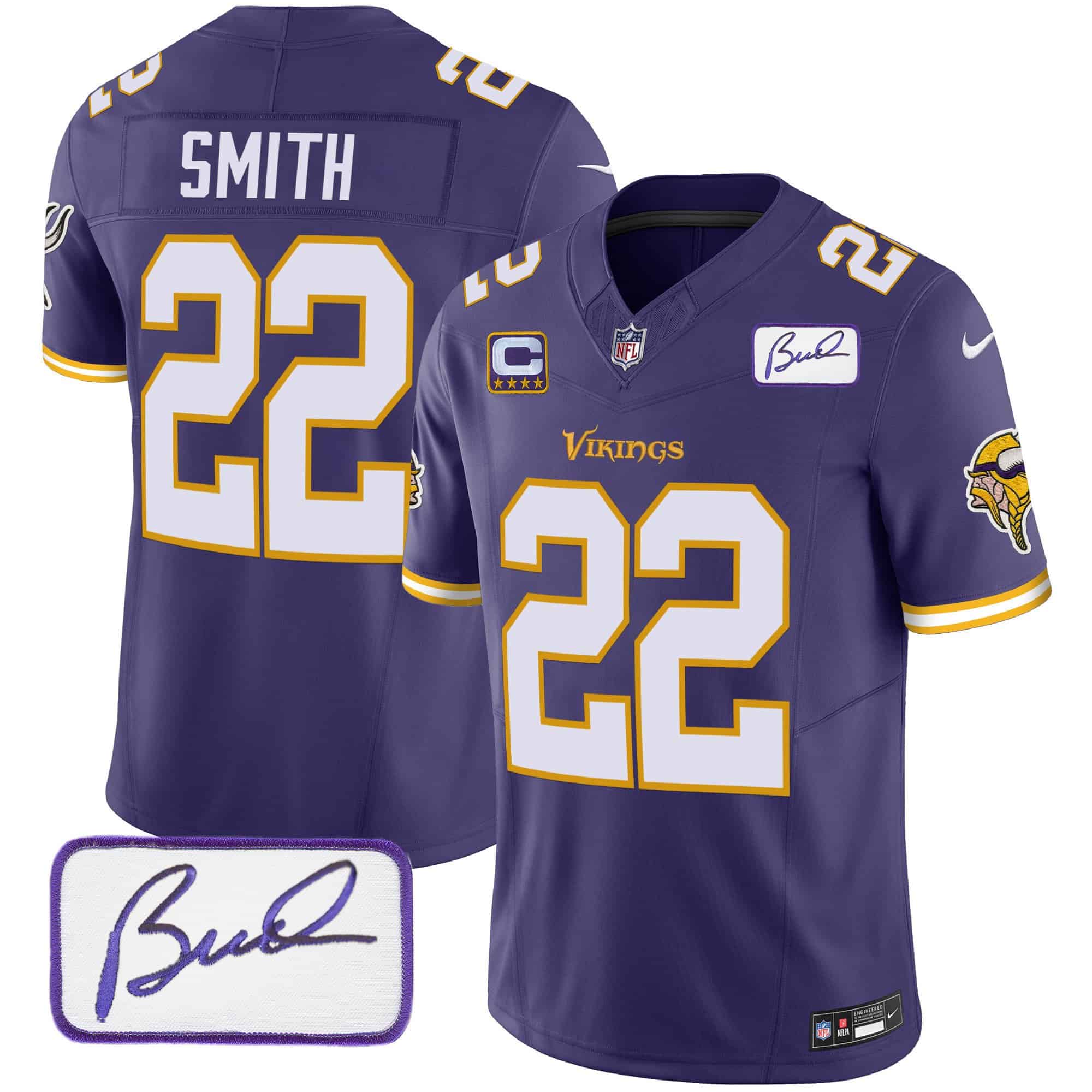 Men’s Vikings Bud Grant Patch Classic Limited Jersey V6 – All Stitched – Purple – Harrison Smith