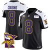 Men’s Vikings Bud Grant Patch Classic Limited Jersey V5 – All Stitched – Black Alternate – Kirk Cousins
