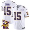 Men’s Vikings Bud Grant Patch Classic Limited Jersey V5 – All Stitched – White – Joshua Dobbs