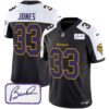 Men’s Vikings Bud Grant Patch Classic Limited Jersey V6 – All Stitched – Black Alternate – Aaron Jones