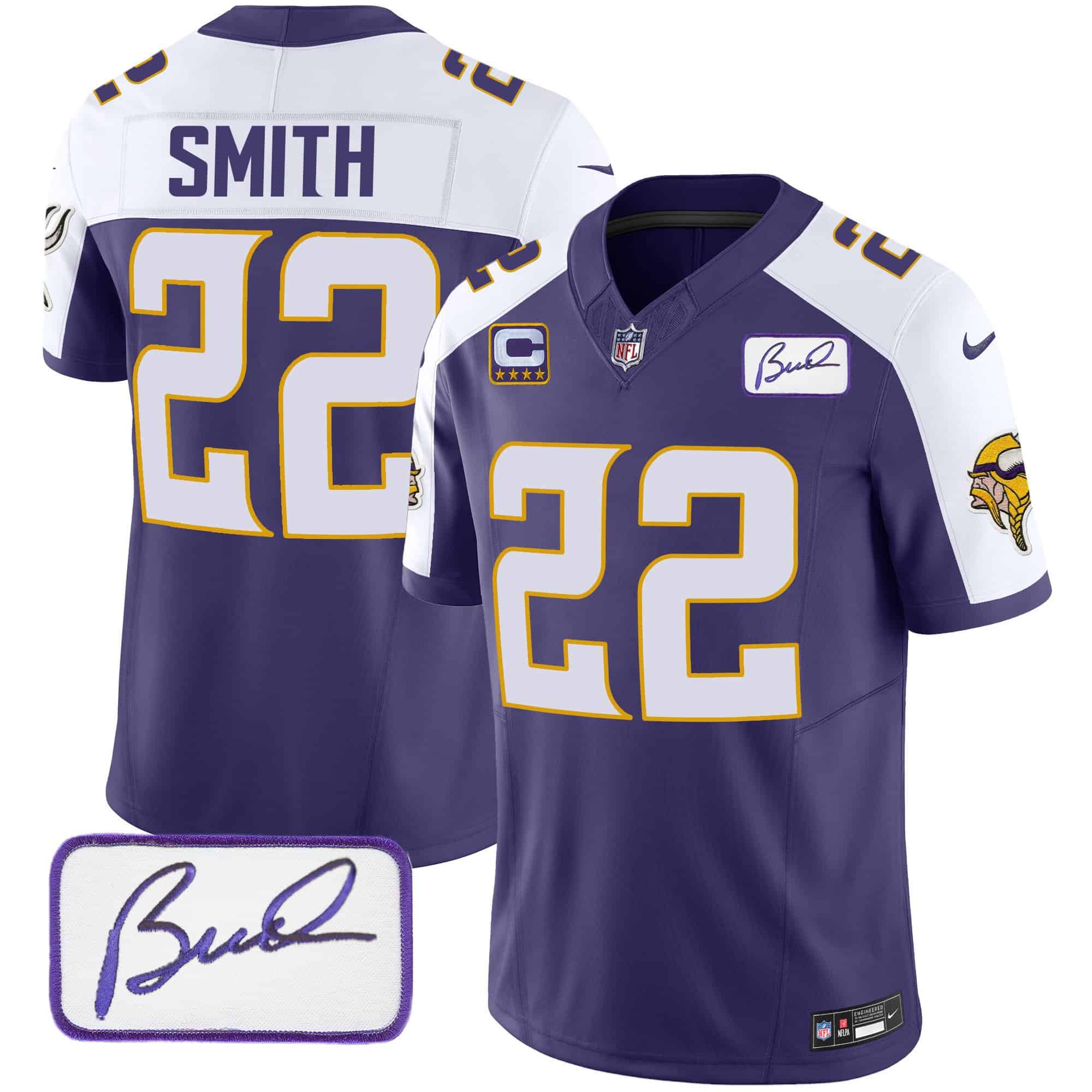 Men’s Vikings Bud Grant Patch Classic Limited Jersey V4 – All Stitched – Purple Alternate – Harrison Smith