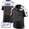 Men’s Vikings Bud Grant Patch Classic Limited Jersey V6 – All Stitched – Black Alternate – Dallas Turner