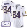 Men’s Vikings Bud Grant Patch Classic Limited Jersey V4 – All Stitched – White – Randy Moss