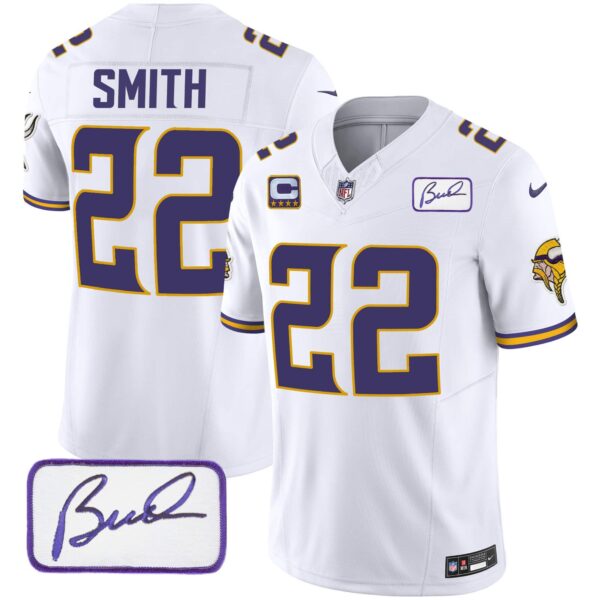 Men’s Vikings Bud Grant Patch Classic Limited Jersey V4 – All Stitched – White – Harrison Smith