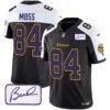 Men’s Vikings Bud Grant Patch Classic Limited Jersey V6 – All Stitched – Black Alternate – Randy Moss