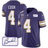 Men’s Vikings Bud Grant Patch Classic Limited Jersey – All Stitched – Purple – Dalvin Cook