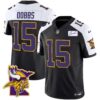 Men’s Vikings Bud Grant Patch Classic Limited Jersey V5 – All Stitched – Black Alternate – Joshua Dobbs