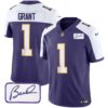 Men’s Vikings Bud Grant Patch Classic Limited Jersey – All Stitched – Alternate – Bud Grant
