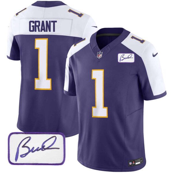 Men’s Vikings Bud Grant Patch Classic Limited Jersey – All Stitched – Alternate – Bud Grant