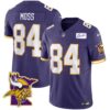 Men’s Vikings Bud Grant Patch Classic Limited Jersey V5 – All Stitched – Purple – Randy Moss