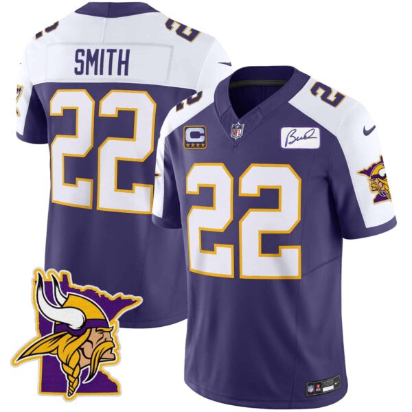 Men’s Vikings Bud Grant Patch Classic Limited Jersey V5 – All Stitched – Purple Alternate – Harrison Smith
