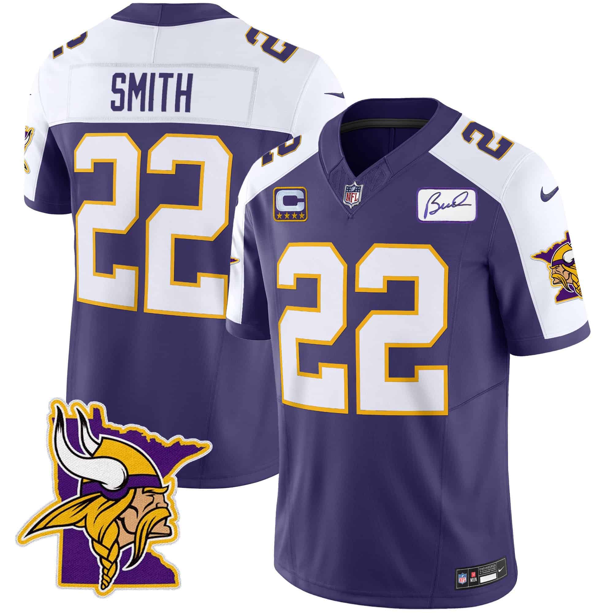 Men’s Vikings Bud Grant Patch Classic Limited Jersey V5 – All Stitched – Purple Alternate – Harrison Smith