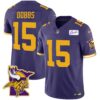 Men’s Vikings Bud Grant Patch Classic Limited Jersey V5 – All Stitched – Color Rush – Joshua Dobbs