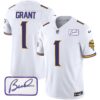 Men’s Vikings Bud Grant Patch Classic Limited Jersey V4 – All Stitched – White – Bud Grant