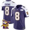 Men’s Vikings Bud Grant Patch Classic Limited Jersey V5 – All Stitched – Purple Alternate – Kirk Cousins