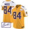 Men’s Vikings Bud Grant Patch Classic Limited Jersey V4 – All Stitched – Gold Alternate – Randy Moss