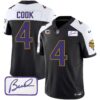 Men’s Vikings Bud Grant Patch Classic Limited Jersey V4 – All Stitched – Black Alternate – Dalvin Cook