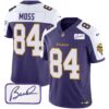 Men’s Vikings Bud Grant Patch Classic Limited Jersey V6 – All Stitched – Purple Alternate – Randy Moss