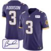 Men’s Vikings Bud Grant Patch Classic Limited Jersey V4 – All Stitched – Purple – Jordan Addison