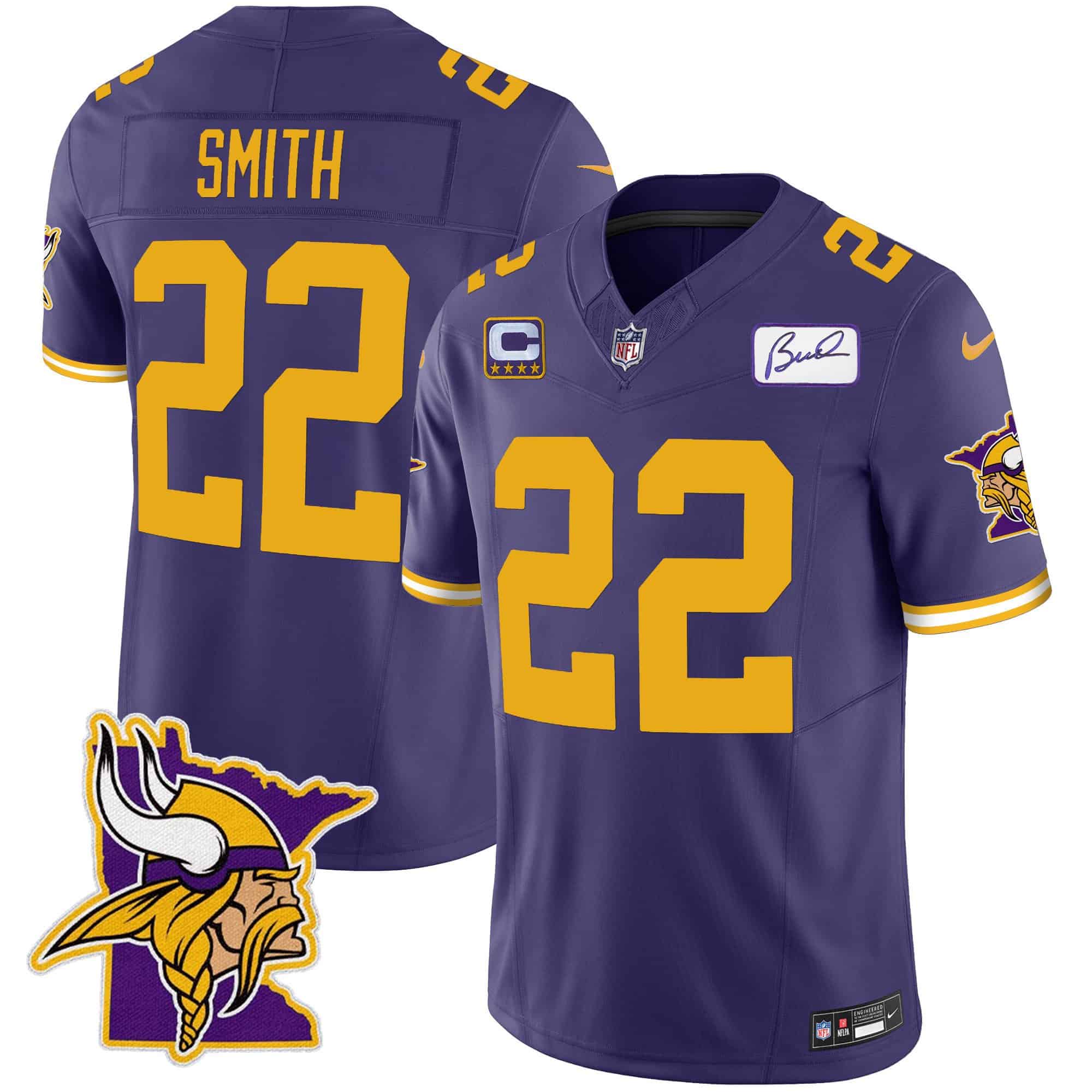 Men’s Vikings Bud Grant Patch Classic Limited Jersey V5 – All Stitched – Color Rush – Harrison Smith