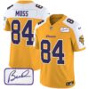 Men’s Vikings Bud Grant Patch Classic Limited Jersey V6 – All Stitched – Gold Alternate – Randy Moss